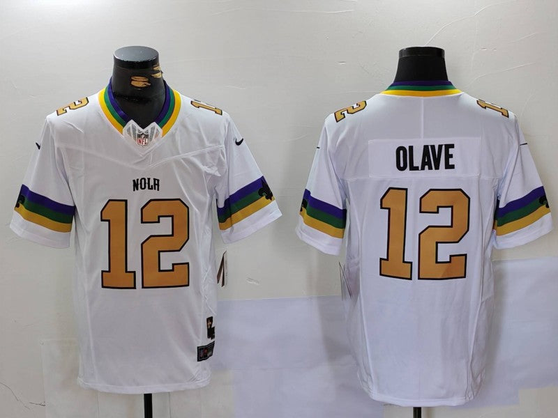 Men's New Orleans Saints Chris Olave #12 White Fashion Game Jerseys