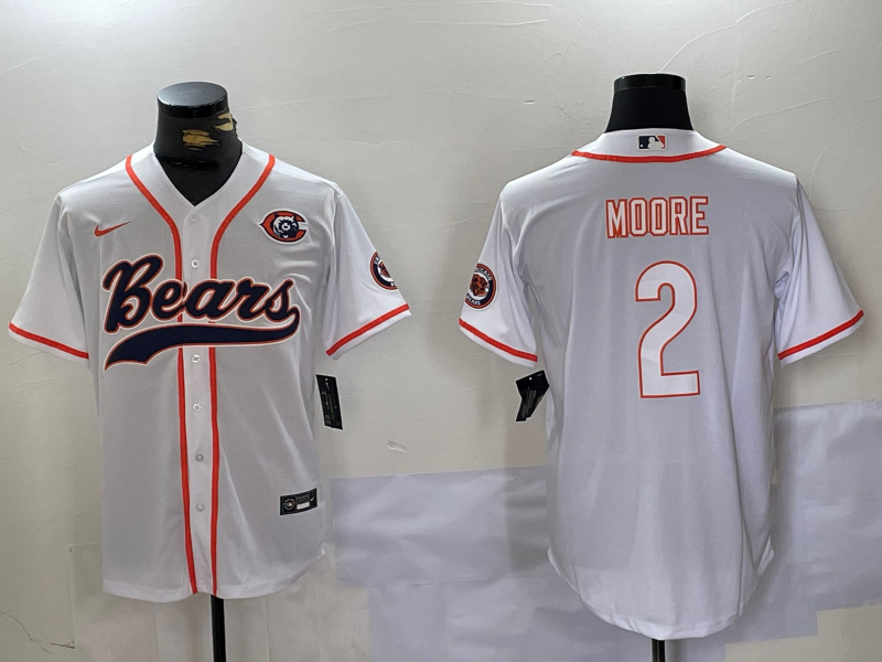 Men's Chicago Bears D.J. Moore #2 White Game Jerseys