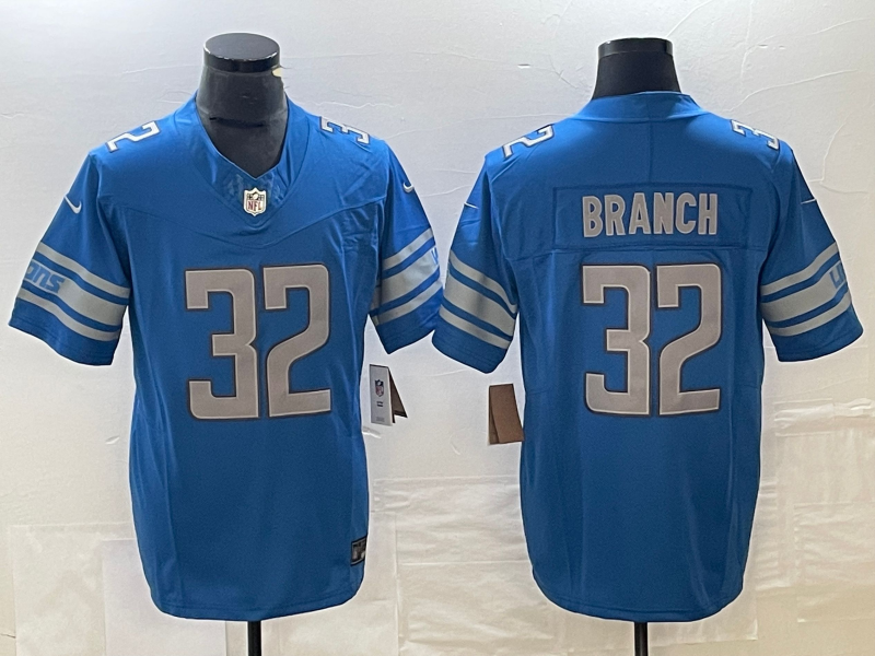 Men's Detroit Lions Brian Branch #32 Blue 2023 NFL Draft Pick Game Jerseys
