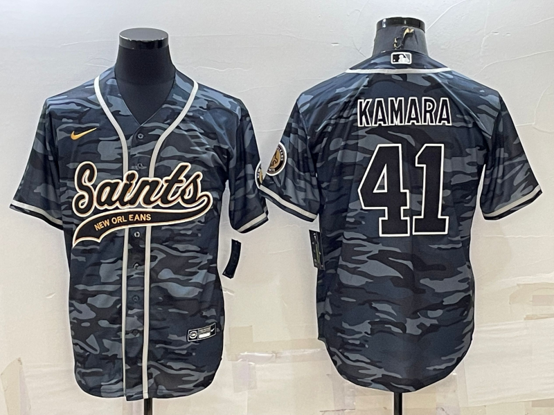 Men's New Orleans Saints Alvin Kamara #41 Grey Camouflage Game Jerseys Joint Edition