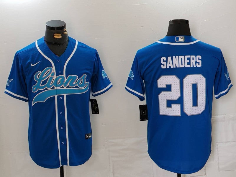 Men's Detroit Lions Barry Sanders #20 Blue Game Player Jerseys