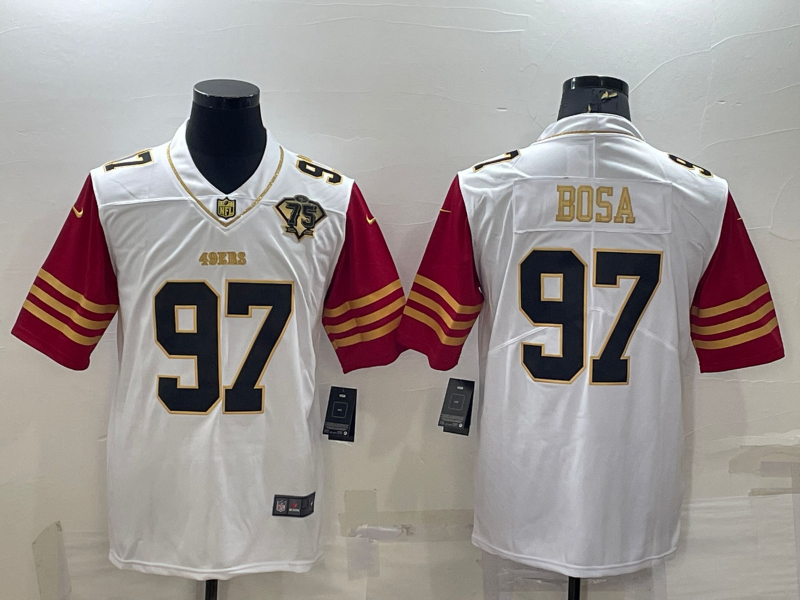 Men's San Francisco 49ers Nick Bosa #97 White 75th Anniversary Player Jerseys