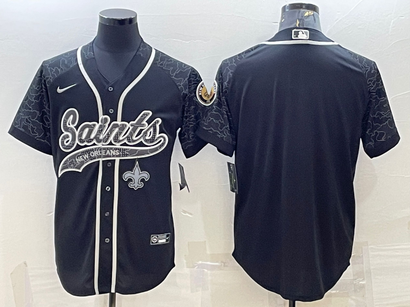 Men's New Orleans Saints Black RFLCTV Limited Blank Jerseys