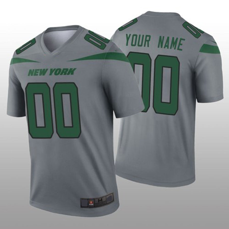 Custom1 New York Jets Gray Inverted Legend Jerseys American Stitched Jerseys Football Jerseys