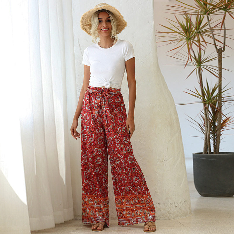 Versatile Floral Pants Women’s Palazzo pants Floral Geome Print