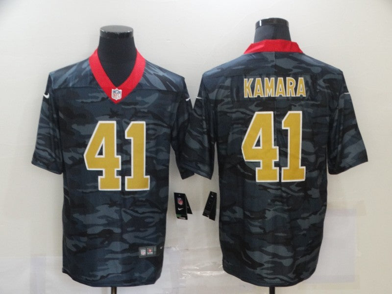 Men's New Orleans Saints Alvin Kamara #41 Gray Camouflage Game Jerseys