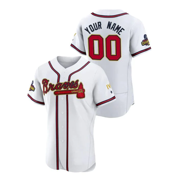 Men's Atlanta Braves White 2022 Gold Program Stitched Custom Jerseys