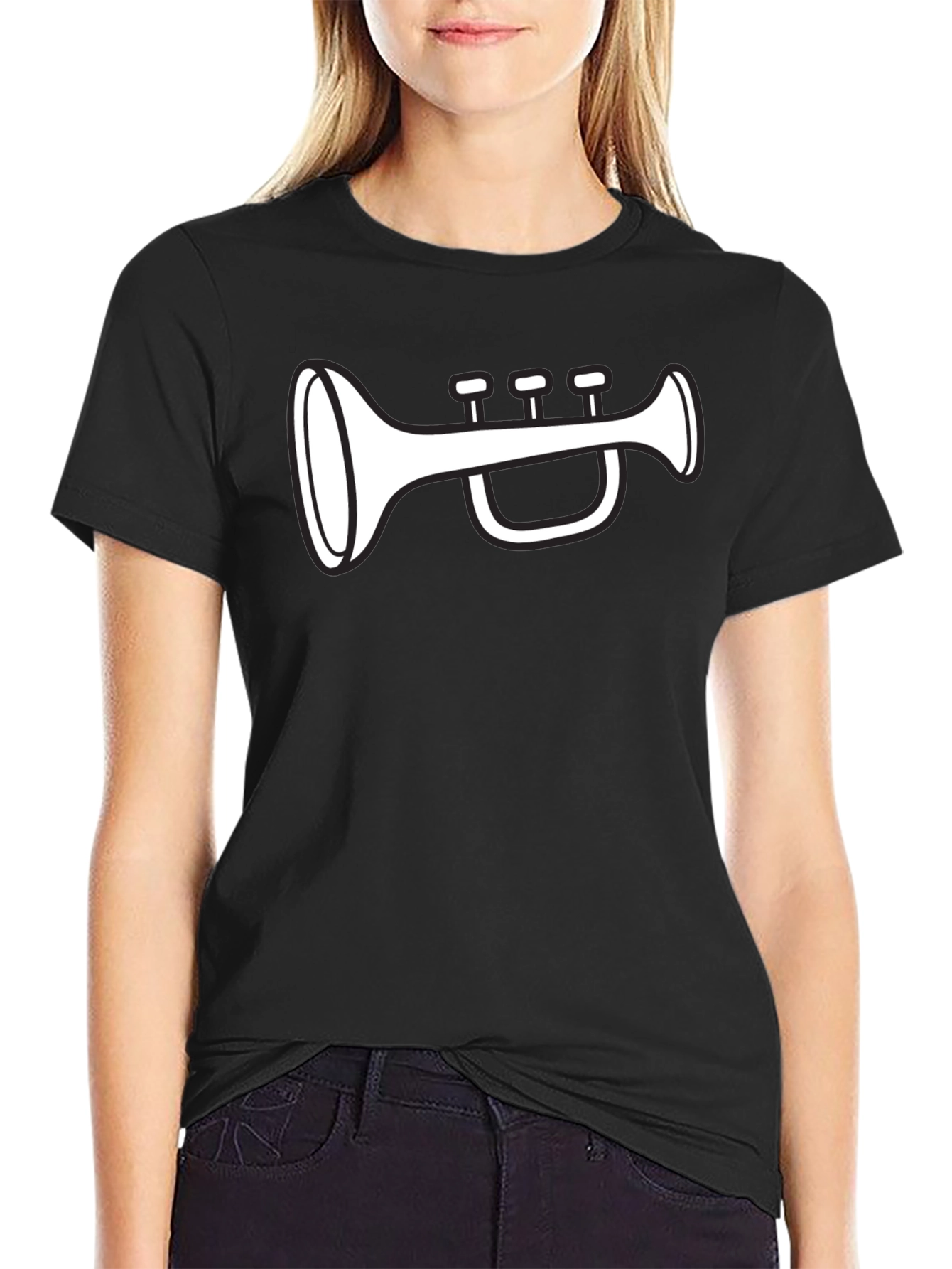 Trumpet Graphic Tee - Black Cotton T-Shirt