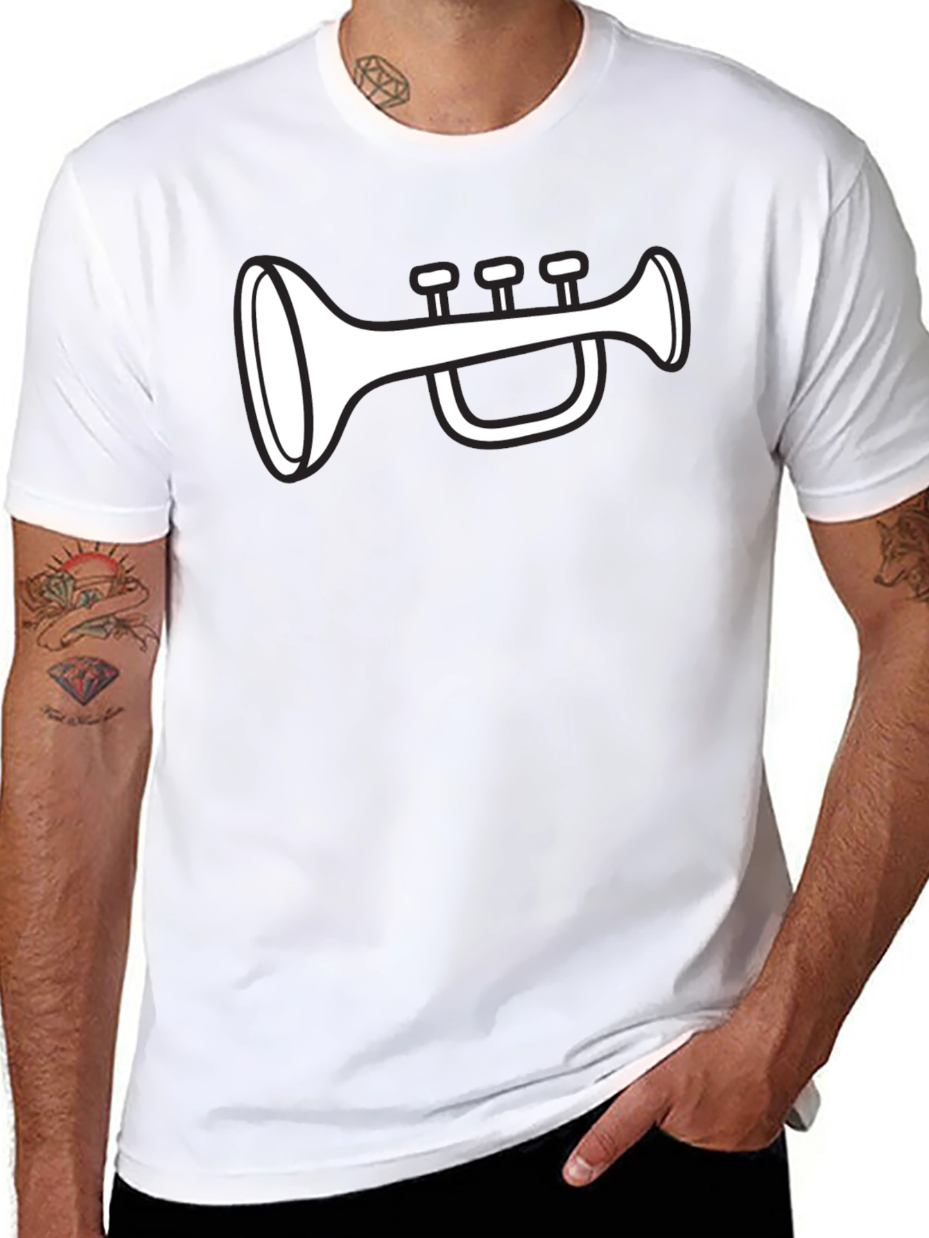 Trumpet Graphic Tee - Black Cotton T-Shirt
