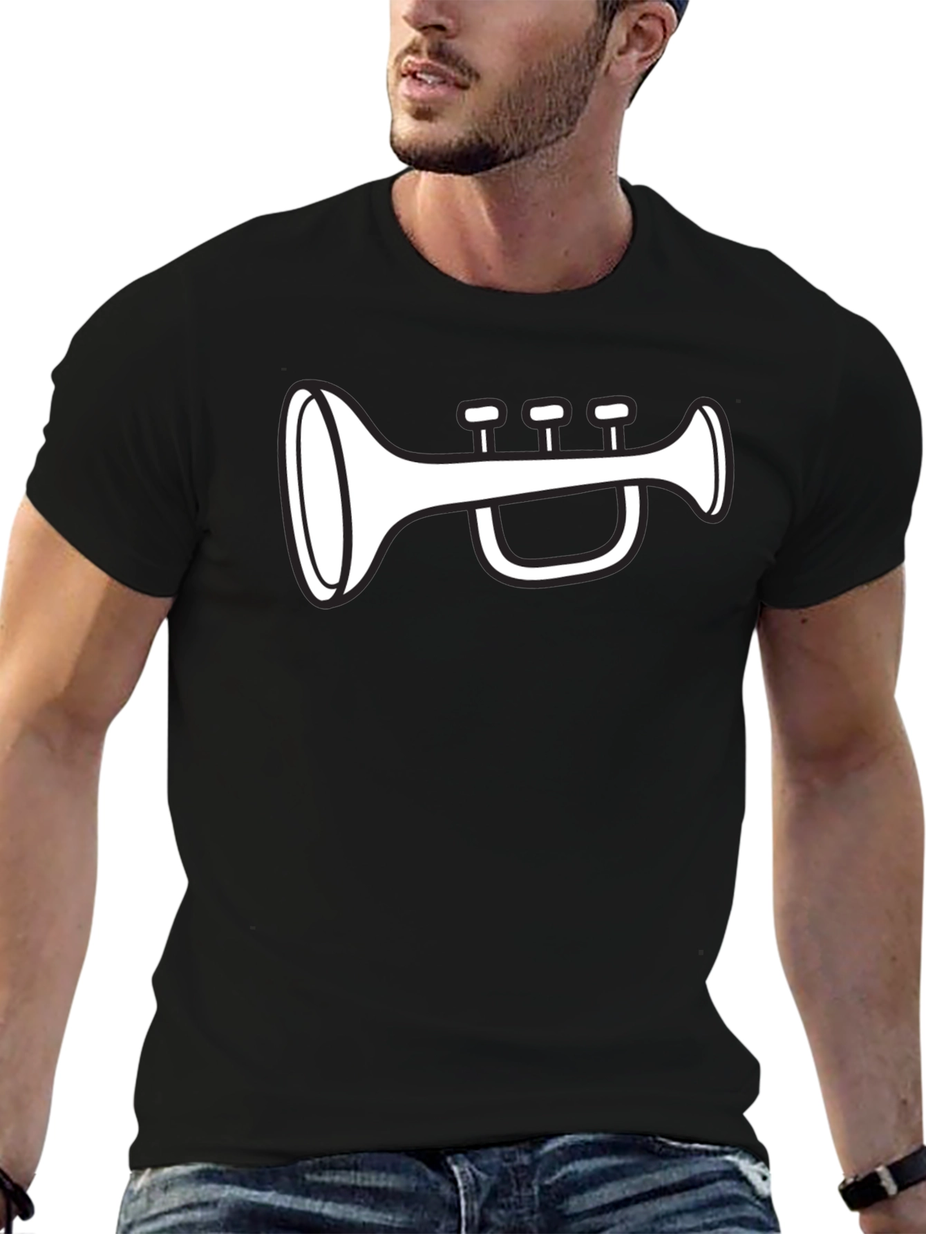Trumpet Graphic Tee - Black Cotton T-Shirt