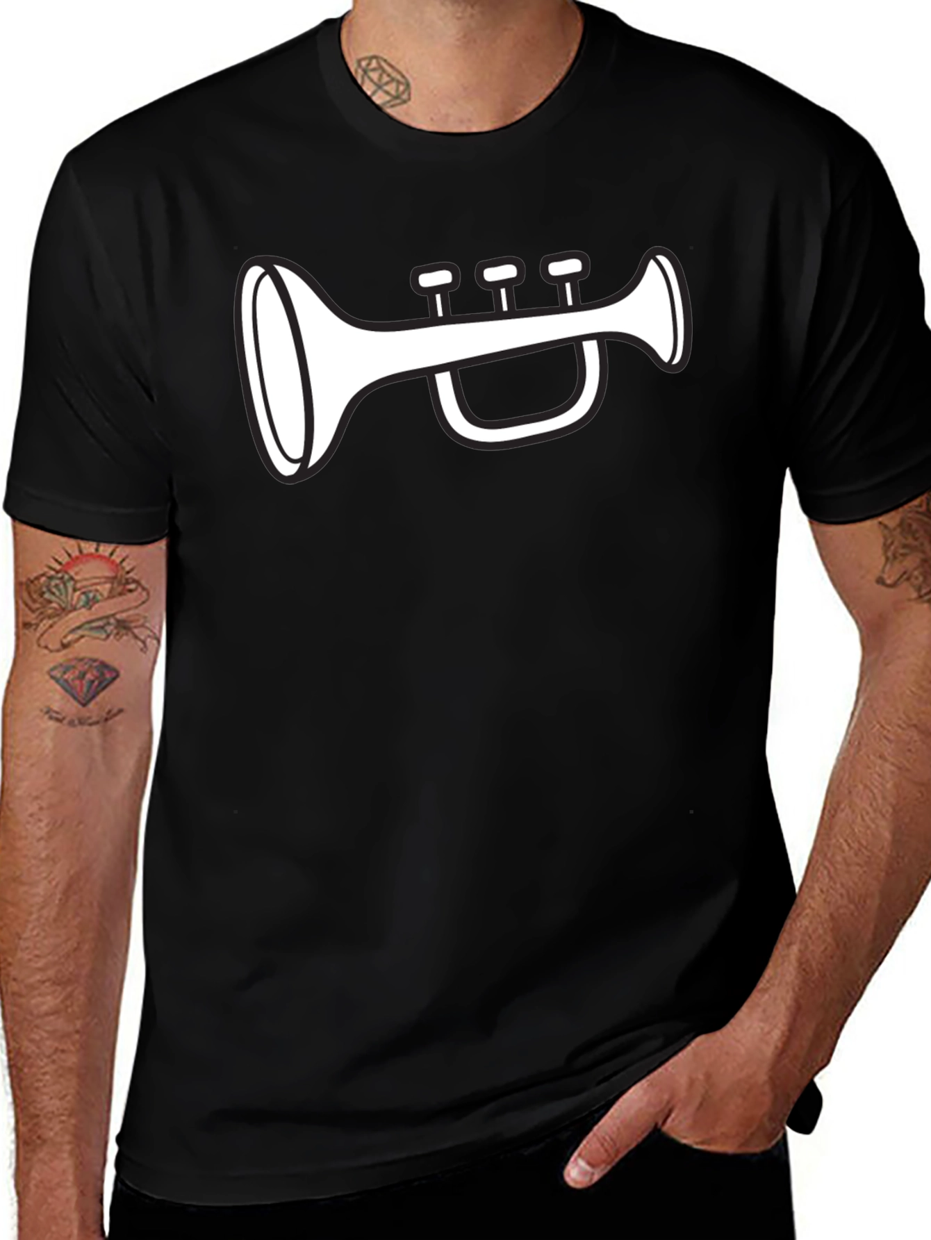 Trumpet Graphic Tee - Black Cotton T-Shirt