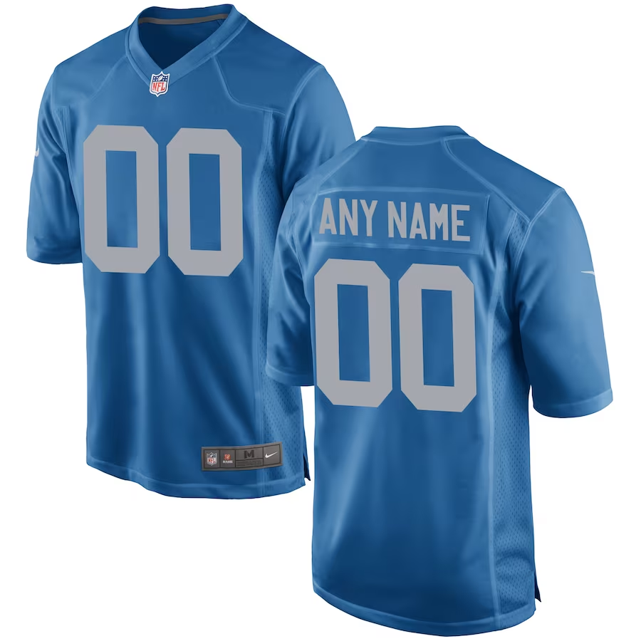 Custom1 Detroit Lions Blue Throwback Game Jerseys
