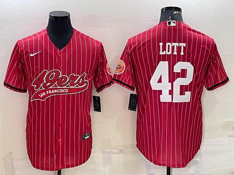Men's San Francisco 49ers Ronnie Lott #42 Red Player Jerseys Joint Edition