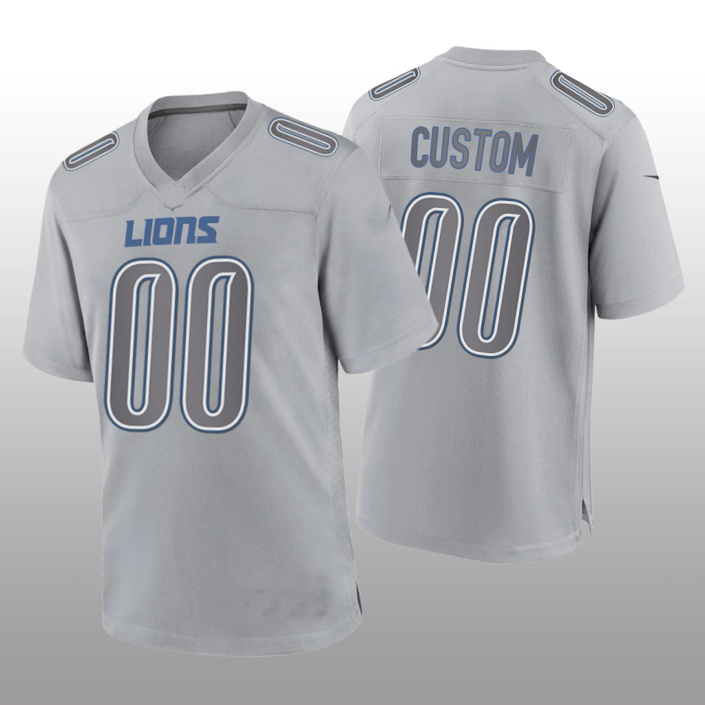Custom1 Detroit Lions Gray Game Atmosphere Jerseys Stitched American Football Jerseys