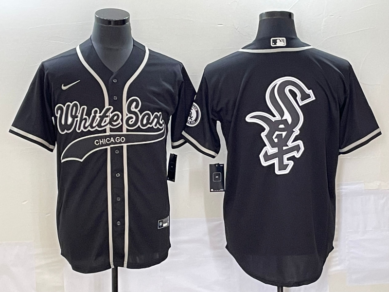 Men's Chicago White Sox Black Replica Team Jerseys Joint Edition