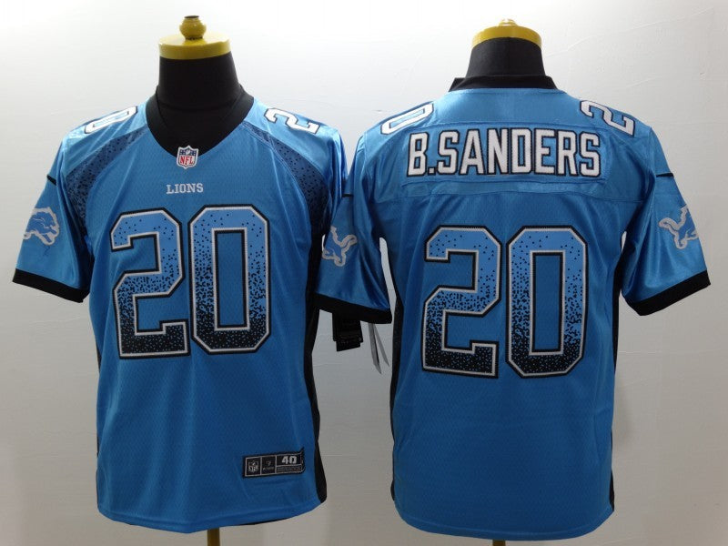 Men's Detroit Lions Barry Sanders #20 Blue Game Jerseys