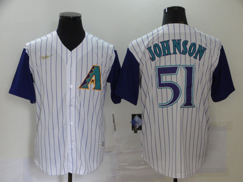 Men's Arizona Diamondbacks Randy Johnson #51 White Replica Baseball Jerseys
