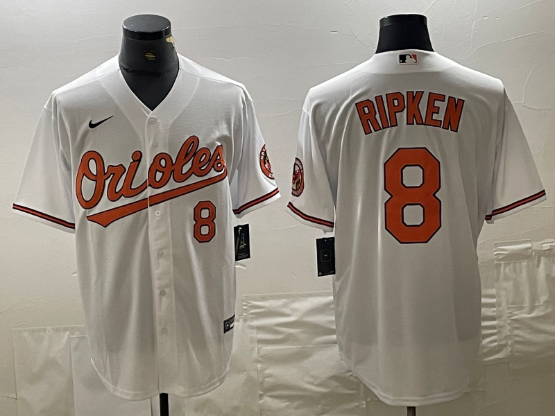 Men's Baltimore Orioles Cal Ripken Jr. #8 White Replica Baseball Jerseys