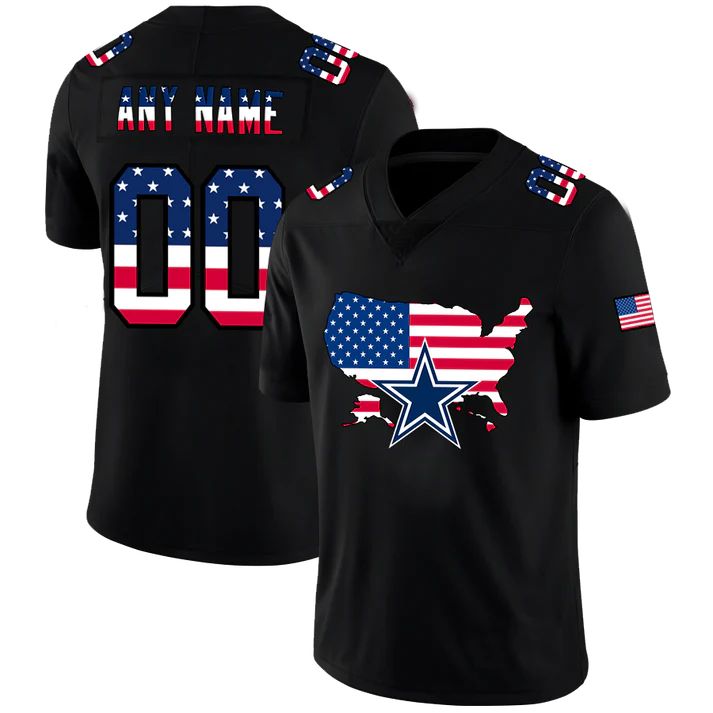 Custom1 Dallas Cowboys Football Black Limited Fashion Flag Stitched Jerseys Football Jerseys