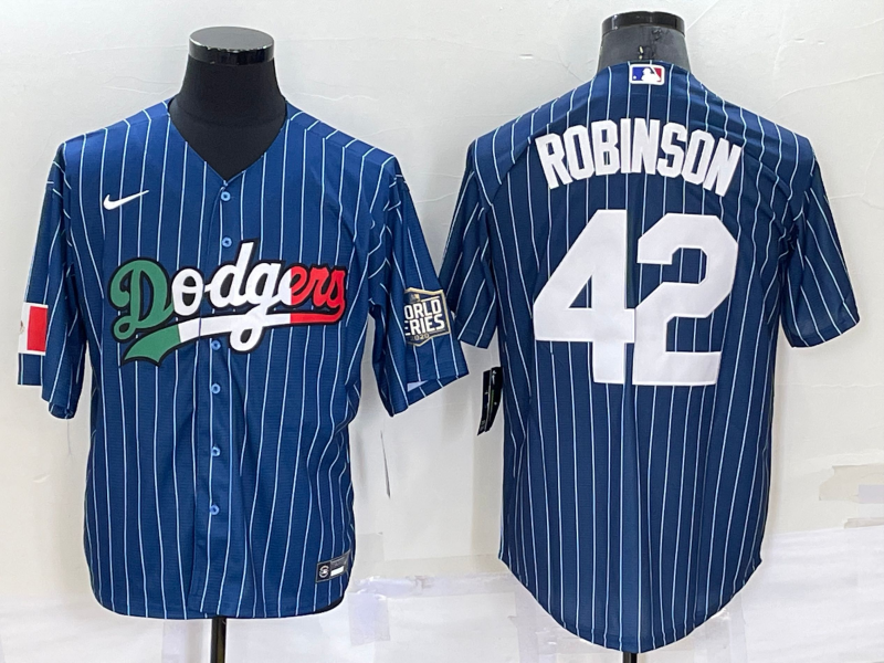 Men's Los Angeles Dodgers Jackie Robinson #42 Blue Stitched Player Jerseys