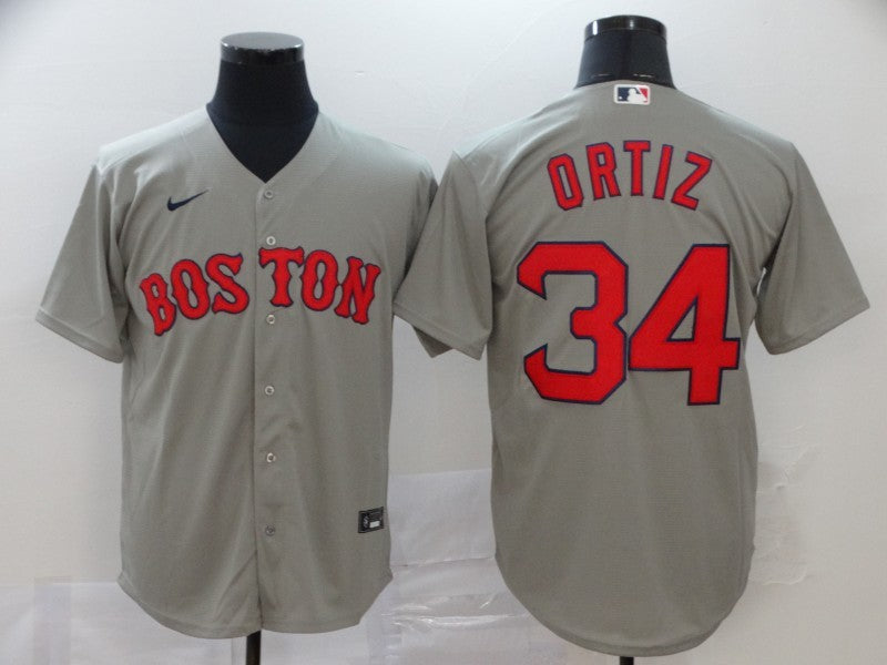Men's Boston Red Sox David Ortiz #34 Gray Replica Baseball Jerseys