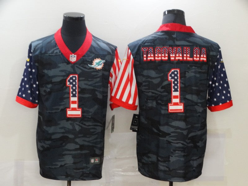 Men's Miami Dolphins Tua Tagovailoa #1 Gray Camouflage Game Jerseys