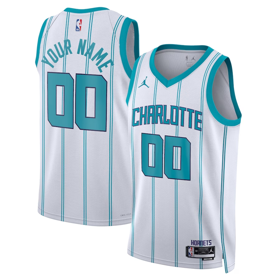 Men's Charlotte Hornets White Swingman Custom Jerseys - Association Edition