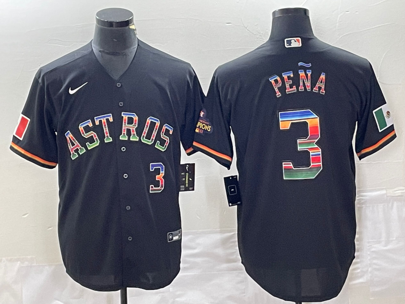 Men's Houston Astros Jeremy Pena #3 Black Replica Baseball Jerseys