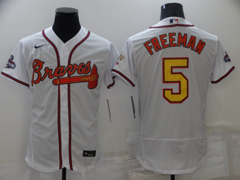 Men's Atlanta Braves Freedie Freeman #5 White Player Jerseys Champion Edition