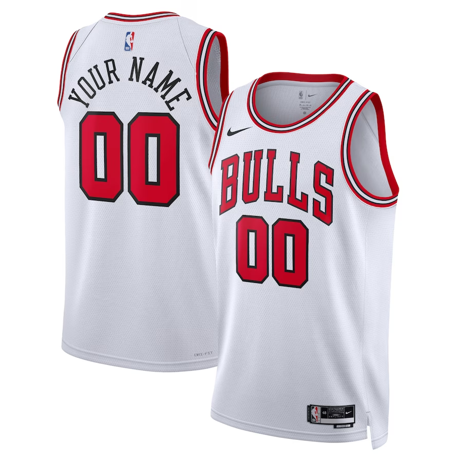 Men's Chicago Bulls White Swingman Custom Jerseys - Association Edition