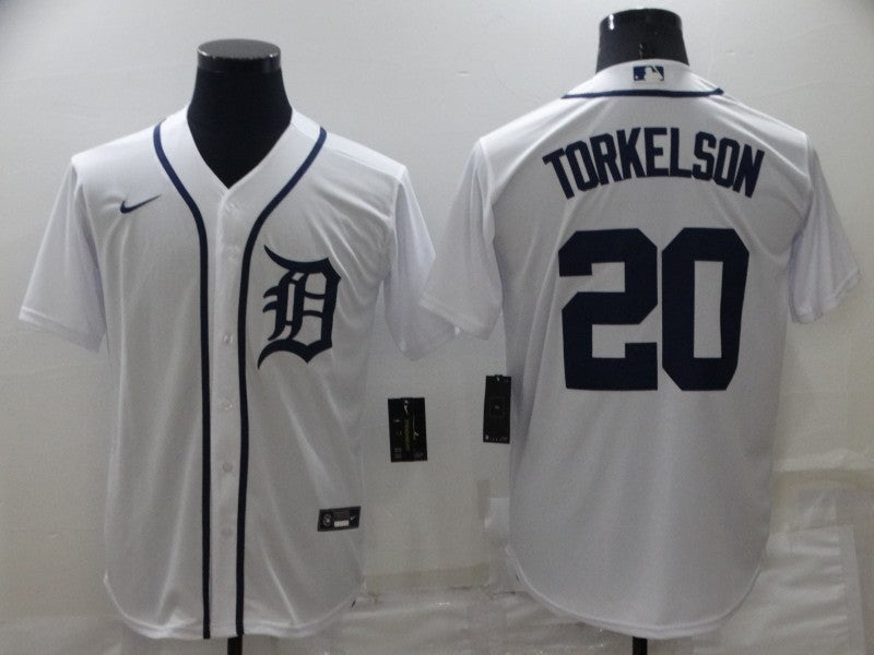 Men's Detroit Tigers Spencer Torkelson #20 White Replica Baseball Jerseys