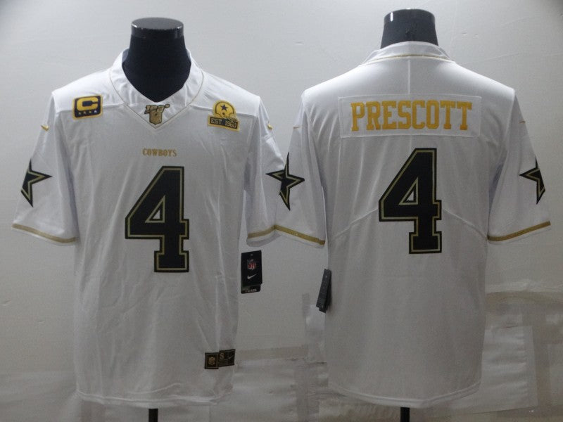 Men's Dallas Cowboys Dak Prescott #4 White Game Player Jerseys