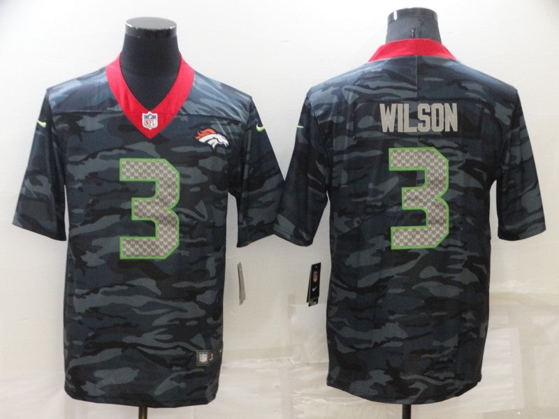 Men's Denver Broncos Russell Wilson #3 Grey Camouflage Game Jerseys