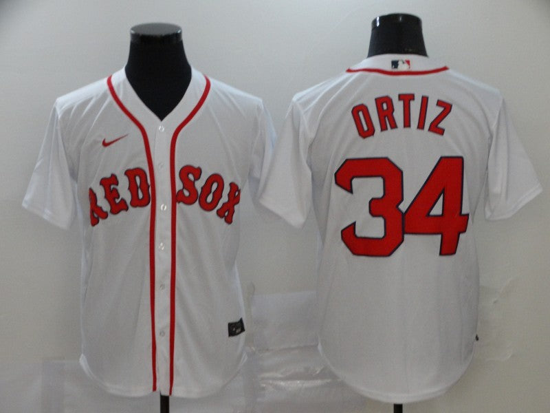 Men's Boston Red Sox David Ortiz #34 White Replica Baseball Jerseys