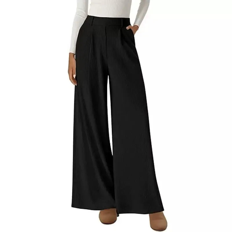 Stylish Solid Pants Solid Color Straight-leg Wide-leg Pants