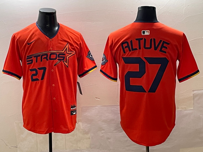 Men's Houston Astros Jose Altuve #27 Orange 2025 City Connect Limited Player Jerseys