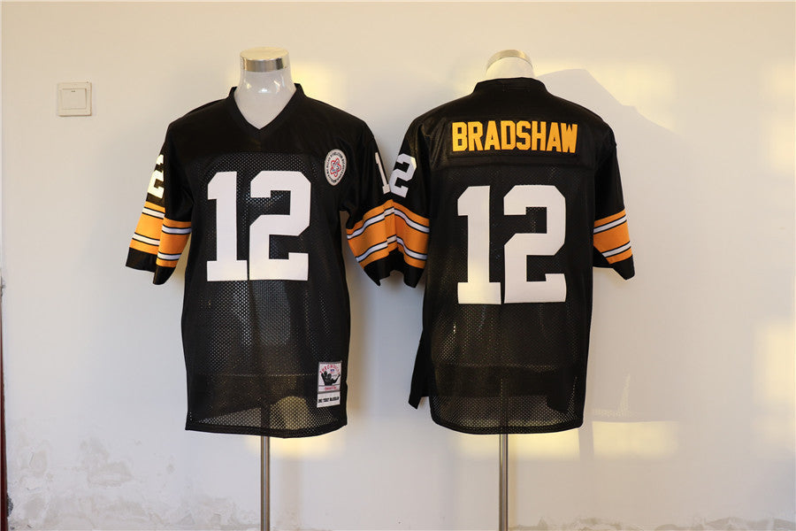 Men's Pittsburgh Steelers Terry Bradshaw Mitchell & Ness Black Legacy Replica Jerseys
