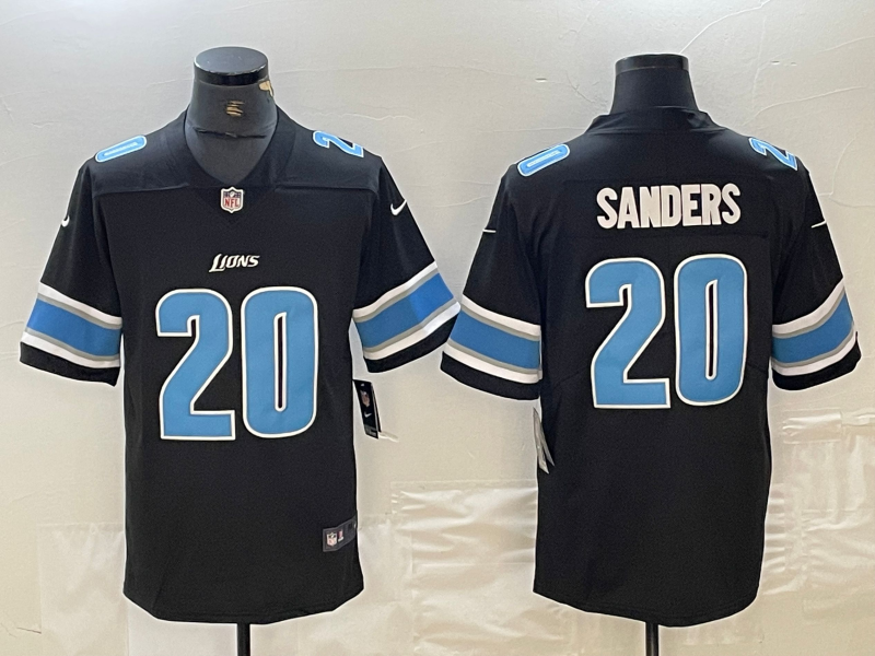 Men's Detroit Lions Barry Sanders #20 Black Replica Player Jerseys