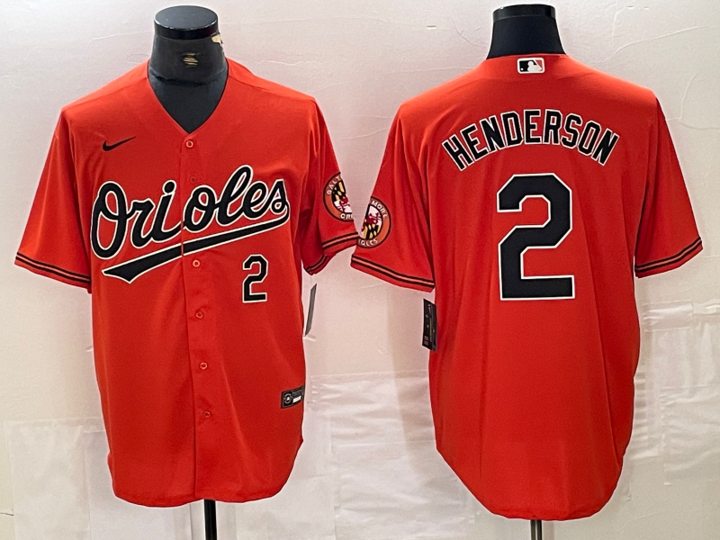 Men's Baltimore Orioles Gunnar Henderson #2 Orange Replica Player Jerseys