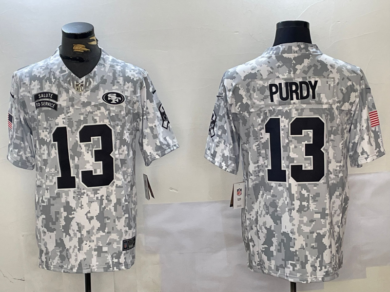 Men's San Francisco 49ers Brock Purdy #13 Arctic Camo 2024 Salute to Service Limited Jerseys