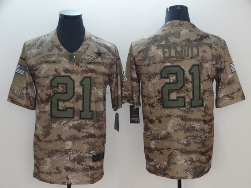 Men's Dallas Cowboys Ezekiel Elliott #21 Camouflage Game Jerseys