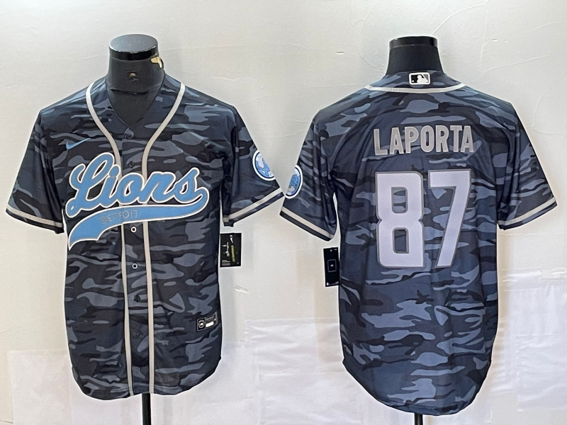 Men's Detroit Lions Sam LaPorta #87 Grey Camouflage Player Jerseys Joint Edition