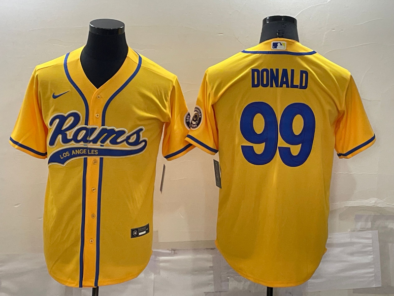 Men's Los Angeles Rams Aaron Donald #99 Yellow Game Jerseys Joint Edition