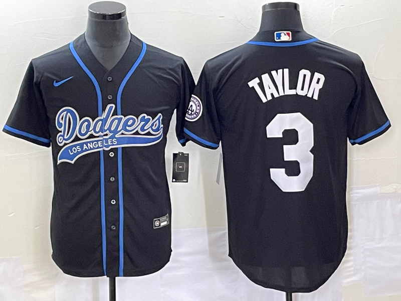 Men's Los Angeles Dodgers Chris Taylor #3 Black Player Jerseys Joint Edition
