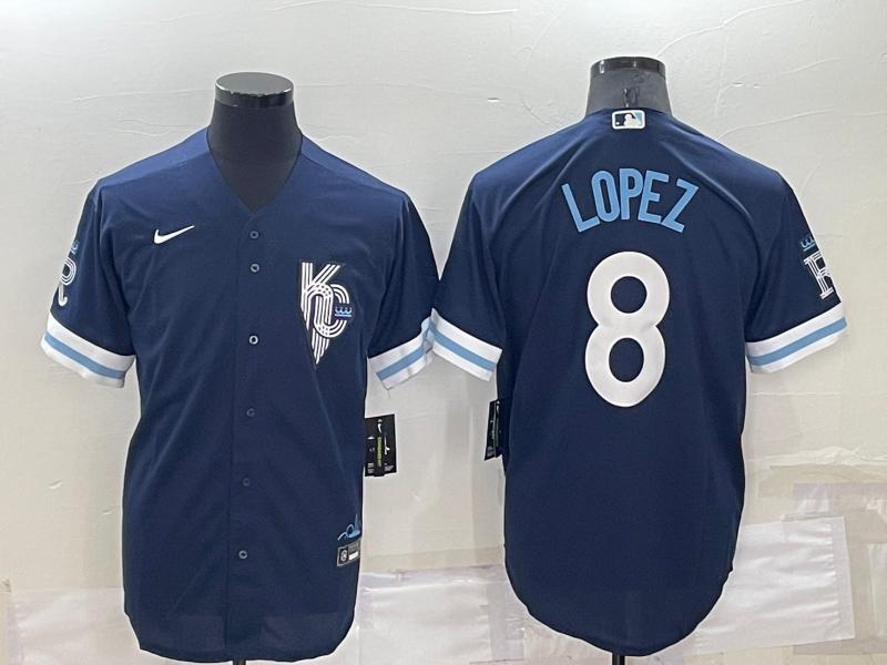 Men's Kansas City Royals Nicky Lopez #8 Navy Replica Baseball Jerseys