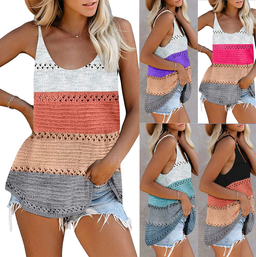 Stylish Knit Top Loose Camisole Knit Beach Top Women Beac