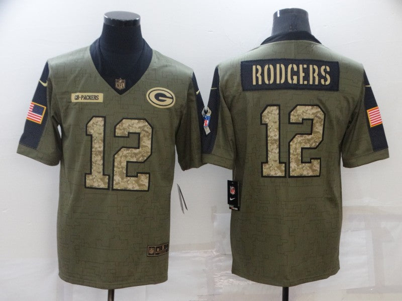 Men's Green Bay Packers Aaron Rodgers #12 Brown Game Jerseys