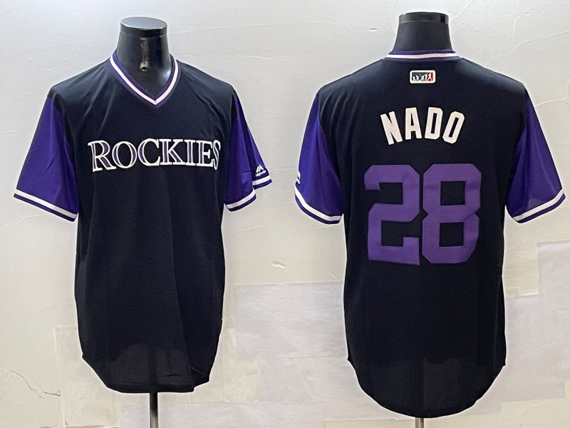 Men's Colorado Rockies Nolan Arenado #28 Black Limited Player Jerseys