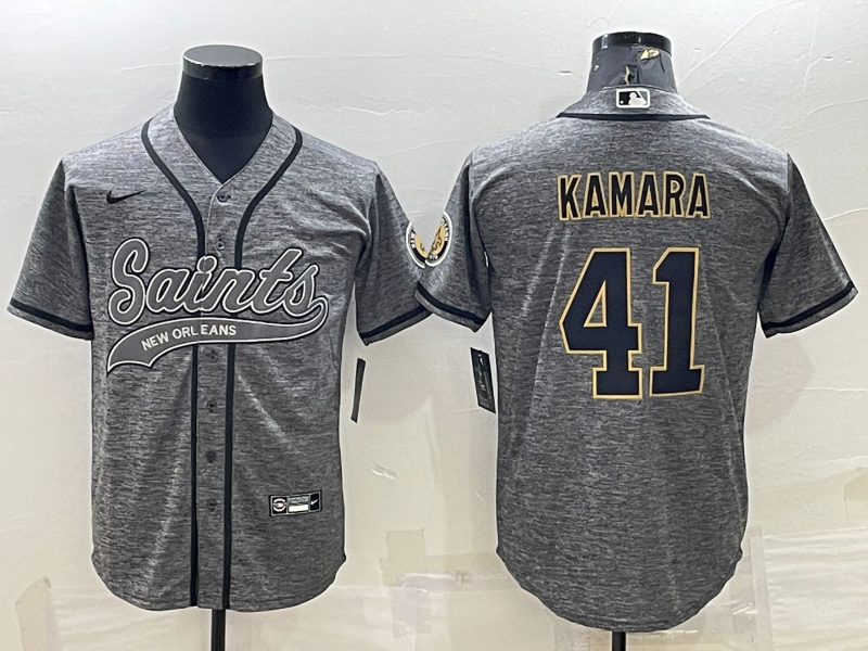 Men's New Orleans Saints Alvin Kamara #41 Gray Game Jerseys Joint Edition