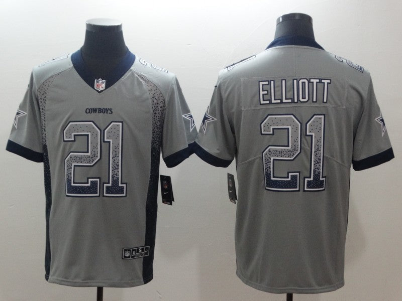 Men's Dallas Cowboys Ezekiel Elliott #21 Gray Authentic Game Jerseys